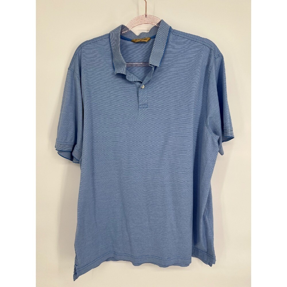 Roundtree & Yorke Polo Shirt Soft Touch Knit Casual Blue XL